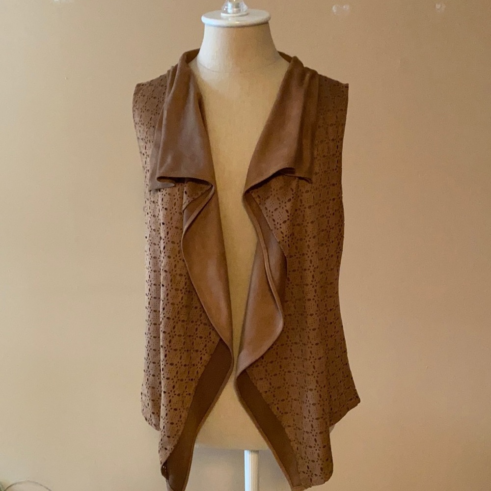 Suede Like Cloth Light Brown Vest